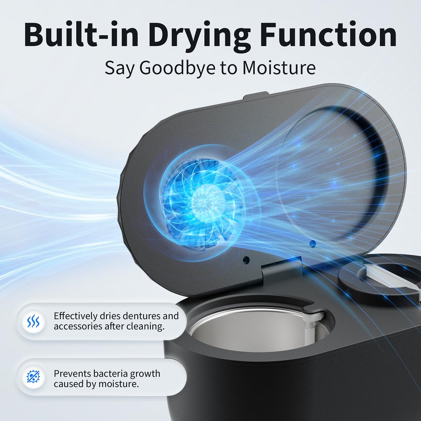 Ultrasonic Retainer Cleaner with Cleaning, Pumping, and Air-Drying Functions, 45kHz Retainer Cleaner Machine, 200ml Denture Cleaner for Dentures, Mouth Guards, Braces, Toothbrush Heads, Jewelry
