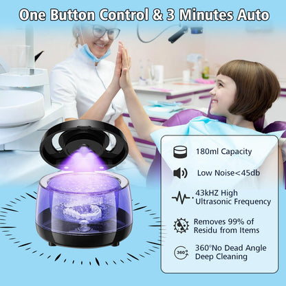 Ultrasonic Retainer Cleaner 43kHz – Denture, Jewelry & Glasses Cleaning