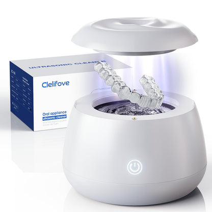 Ultrasonic Retainer Cleaner 48kHz – 200ML Cleaning Pod (White) for Dentures & Aligners