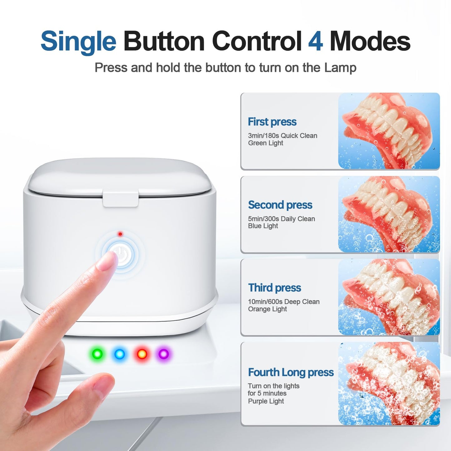 50kHz Ultrasonic Retainer Cleaner – 300mL Dental Cleaner for Aligners & Braces