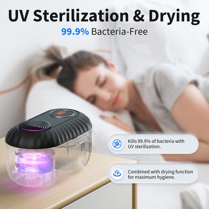Ultrasonic Retainer Cleaner with Cleaning, Pumping, and Air-Drying Functions, 45kHz Retainer Cleaner Machine, 200ml Denture Cleaner for Dentures, Mouth Guards, Braces, Toothbrush Heads, Jewelry