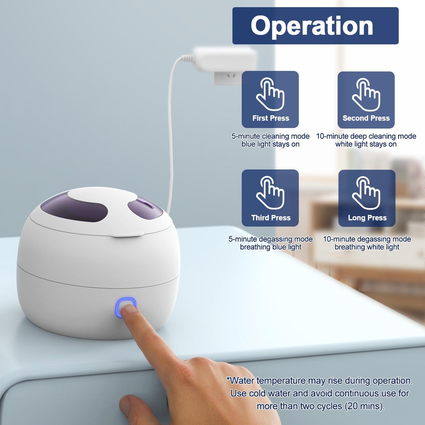 2025 Ultrasonic Retainer Cleaner 45kHz – 24W, 200ml, 4 Modes