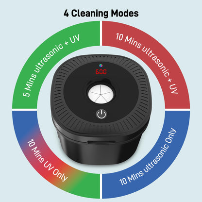Ultrasonic Retainer Cleaner with UV Light - 45kHz Cleaning Pod (Black)
