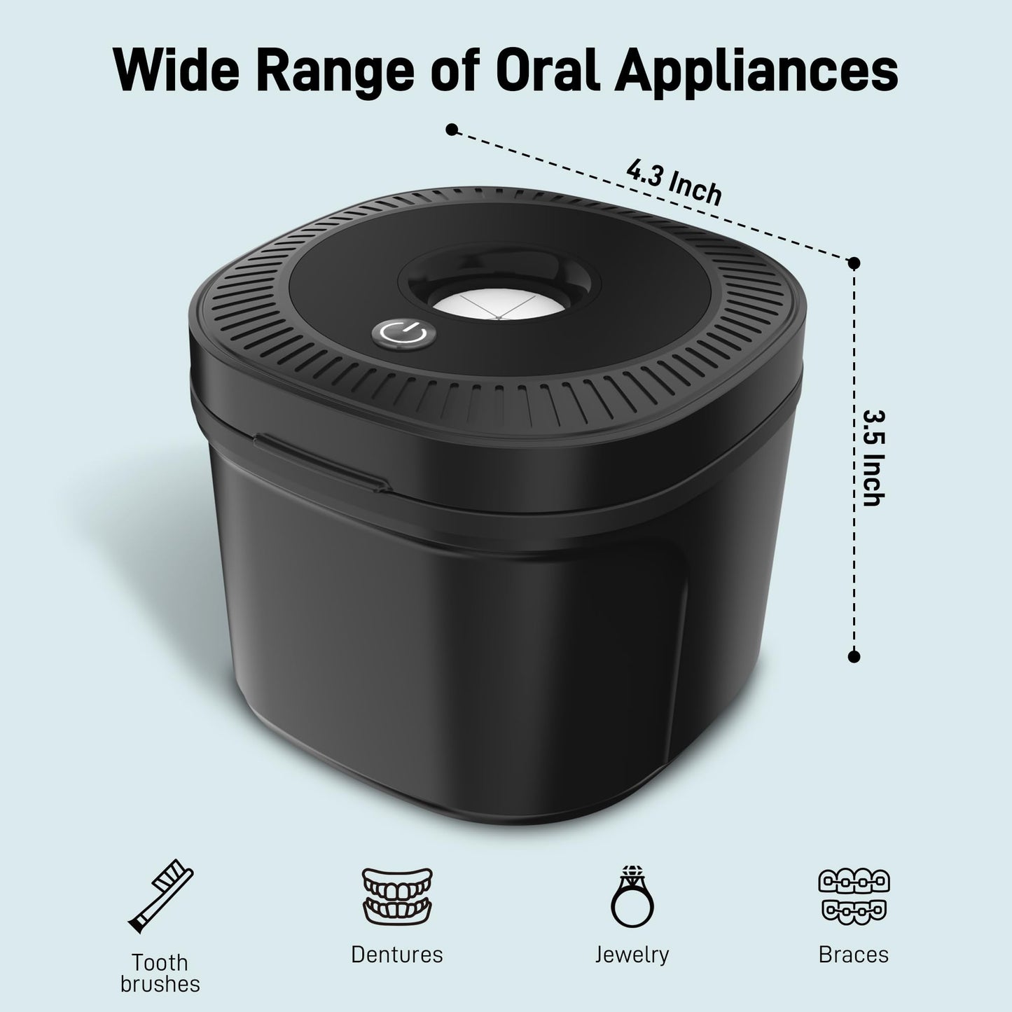 Ultrasonic Retainer Cleaner with UV Light - 45kHz Cleaning Pod (Black)