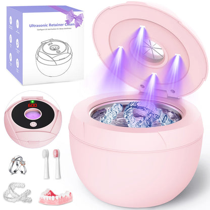 Ultrasonic Retainer Cleaner 45kHz | Dentures, Mouth Guards & Jewelry | 4 Cleaning Modes