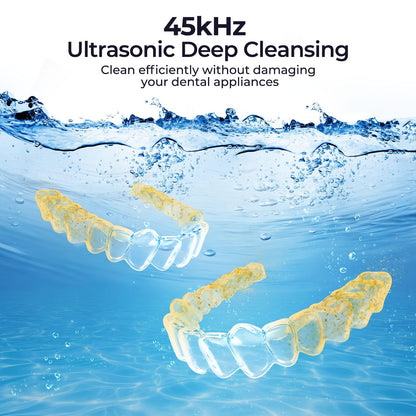 Ultrasonic Retainer Cleaner – 45kHz, 250ml, UV Cleaning for Retainers, Dentures