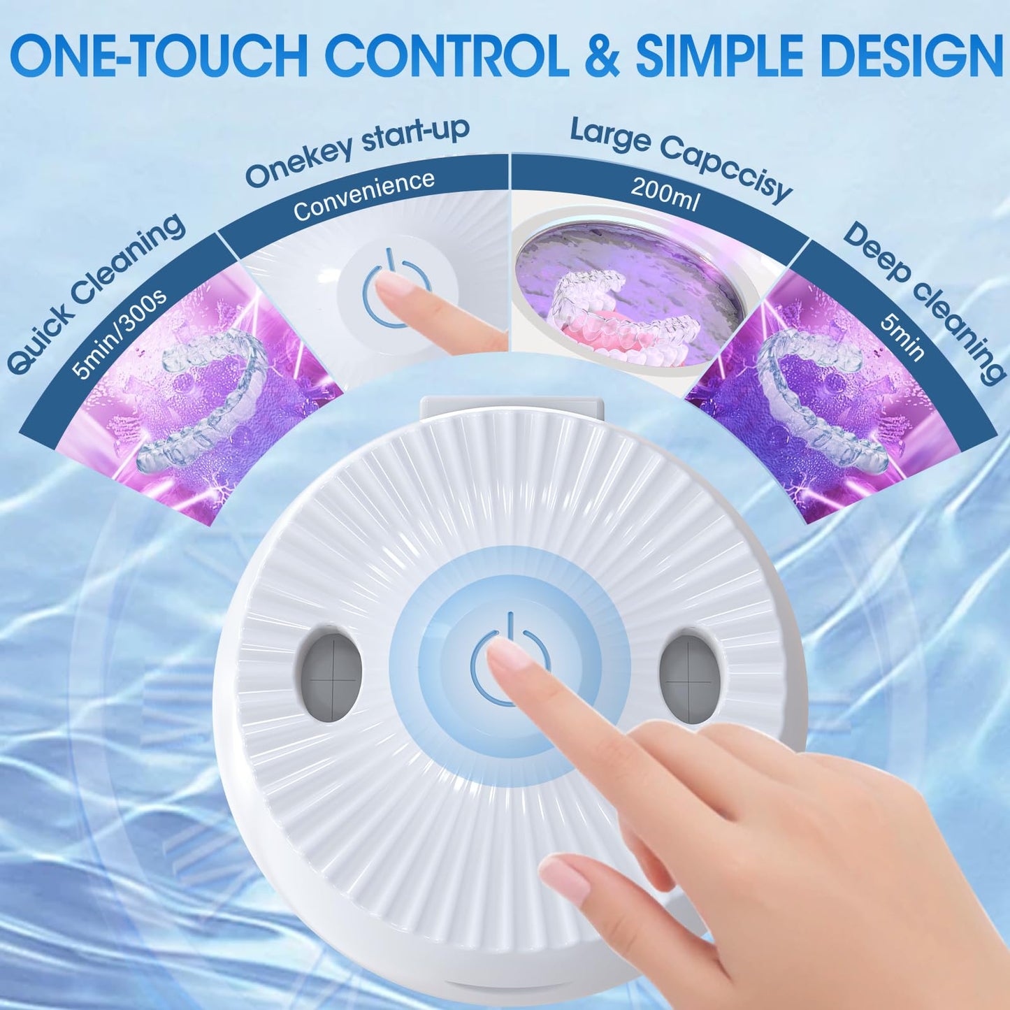 Ultrasonic Retainer Cleaner Machine – 200ML, 45kHz, 5-Min Deep Clean