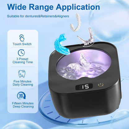 Ultrasonic Retainer Cleaner Machine - 43000Hz Ultrasonic Cleaner for Retainers, Aligners, Dentures, Mouth Guards