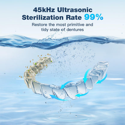 Ultrasonic Retainer Cleaner Machine - 45kHz, 200ml Pod, 3 Modes, Black