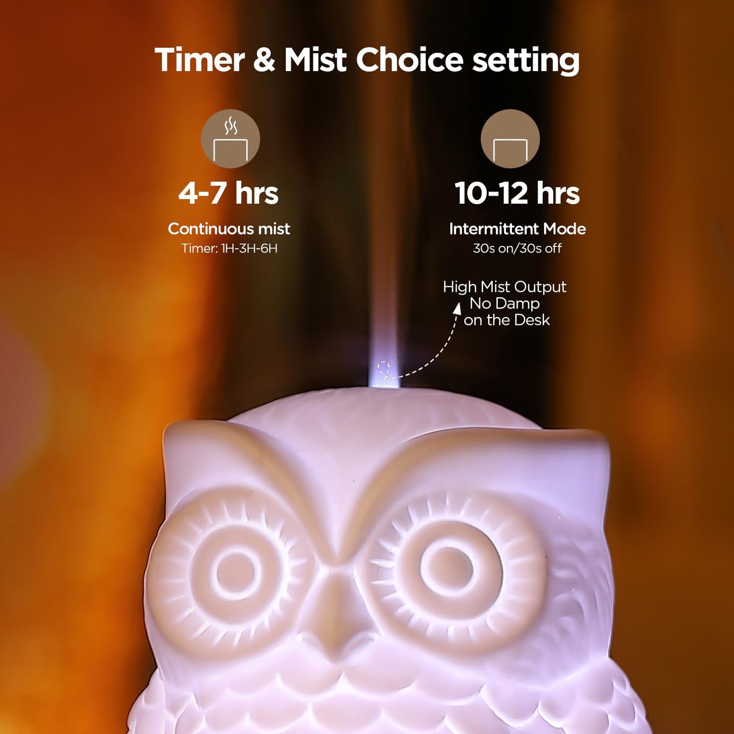 Owl Ceramic Aromatherapy Diffuser 160ml – INRORANS Ultrasonic Stone Owl Night Light