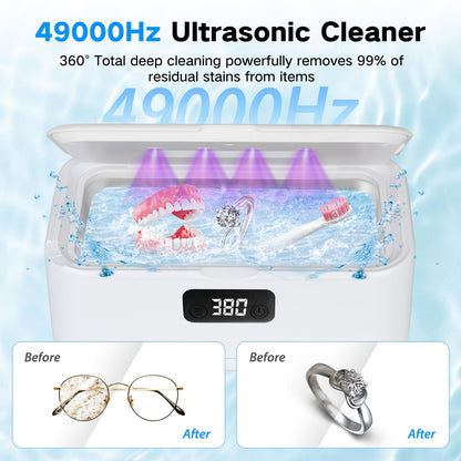 49kHz Ultrasonic Jewelry Cleaner – All-in-One Cleaner for Jewelry & Dentures