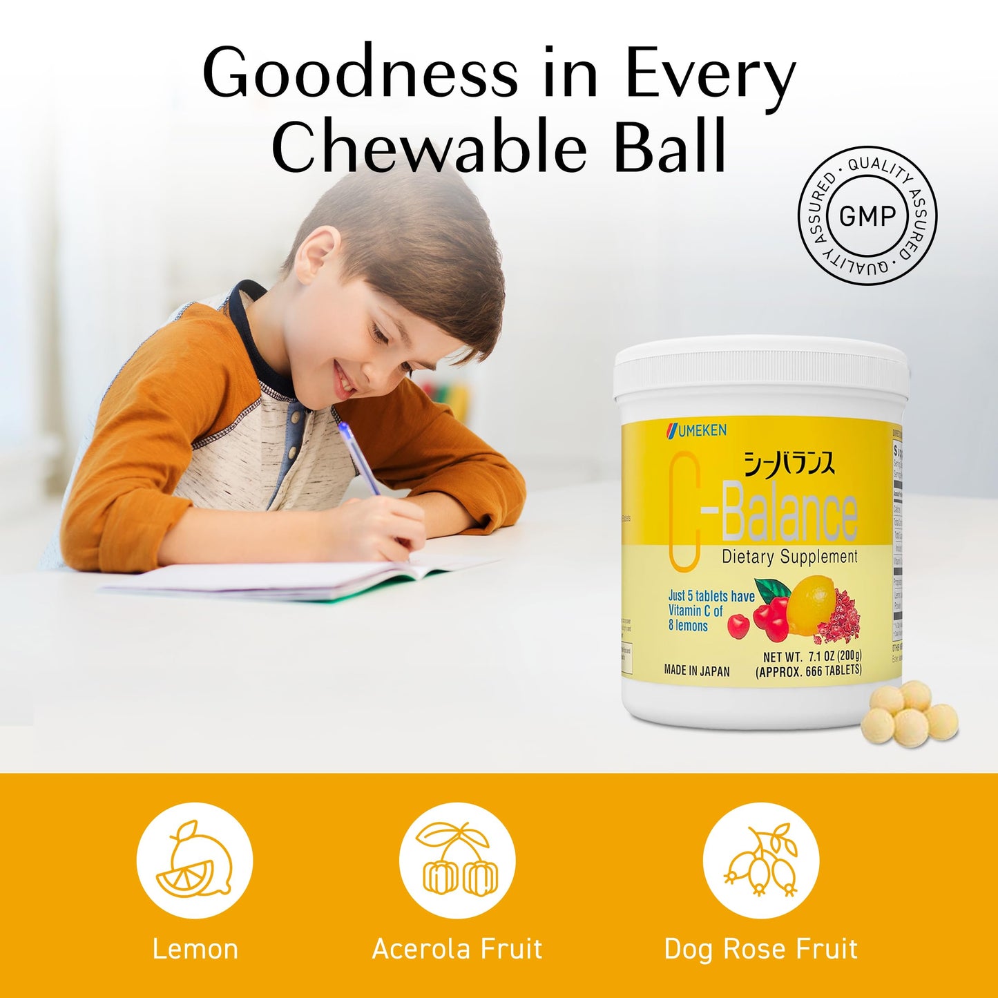 Umeken C-Balance Chewable Vitamin C – High Potency for Adults & Kids | 7.1 oz Pack of 2