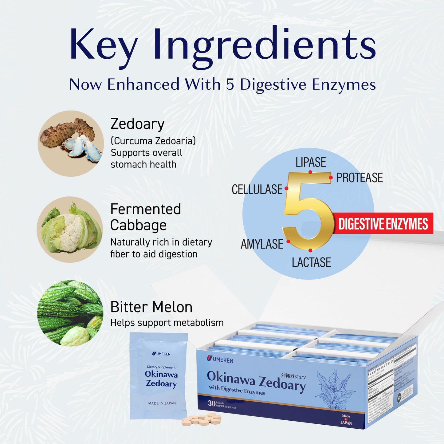 Umeken Okinawa Zedoary with Digestive Enzymes, 30 Count, Pack of 1