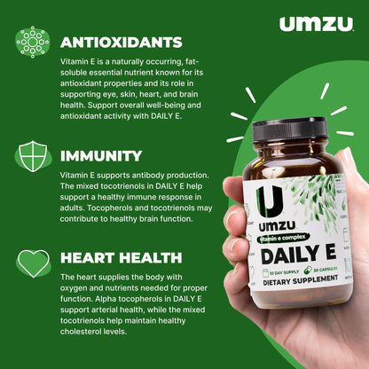 UMZU Daily E Vitamin E Capsules | 100% Daily Vitamin E | Immune Support (30 Days)