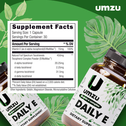 UMZU Daily E Vitamin E Capsules | 100% Daily Vitamin E | Immune Support (30 Days)