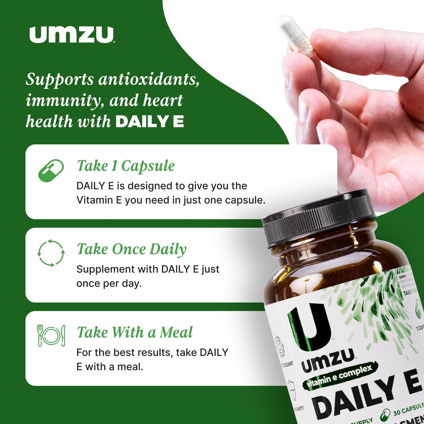 UMZU Daily E Vitamin E Capsules | 100% Daily Vitamin E | Immune Support (30 Days)