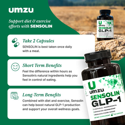 UMZU Sensolin GLP-1 Support Supplement – 30 Day Supply with Dihydroberberine, Cinnamon, Chromium & Biotin