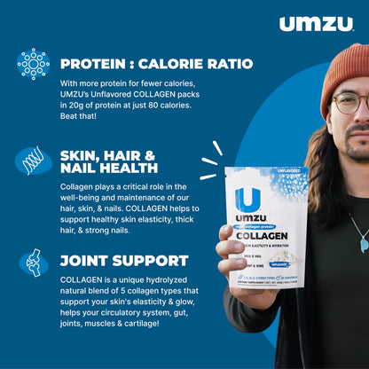 UMZU zuCollagen Multi Collagen Protein Powder – Unflavored | 20g Protein, Low Calorie, 5 Types I-X