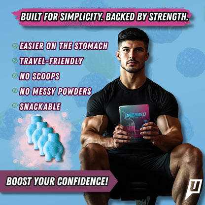 Uncaged Performance Creatine Monohydrate Gummies 5G – Blue Raspberry, 30 Servings | Max Strength, Fast Absorption