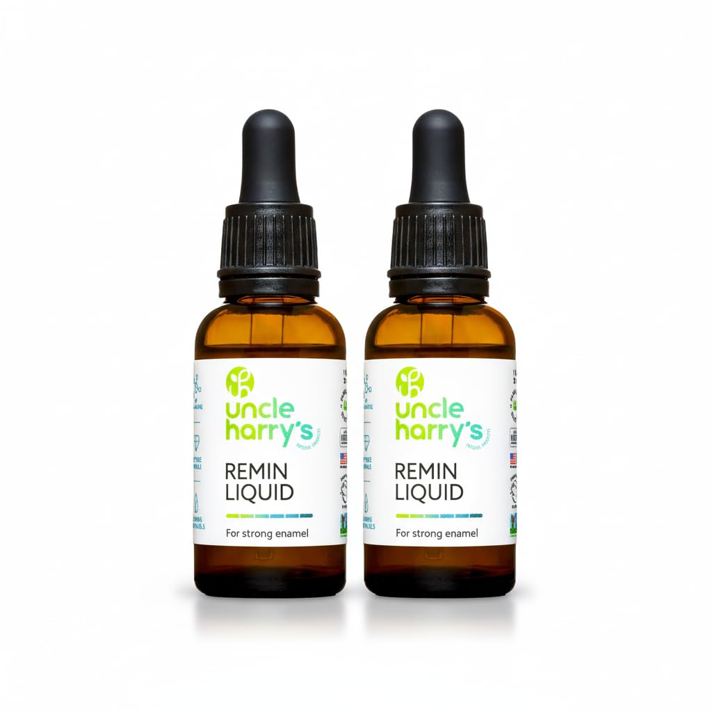 Uncle Harry's Natural Fluoride-Free Remineralization Liquid for Tooth Enamel - Freshens Breath & Strengthens Teeth (2 Pack, 1 oz.)