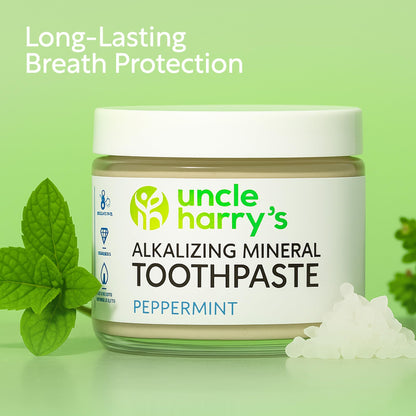 Uncle Harry's Peppermint Remineralizing Toothpaste – Natural Whitening, Vegan, Fluoride-Free (2 Pack)