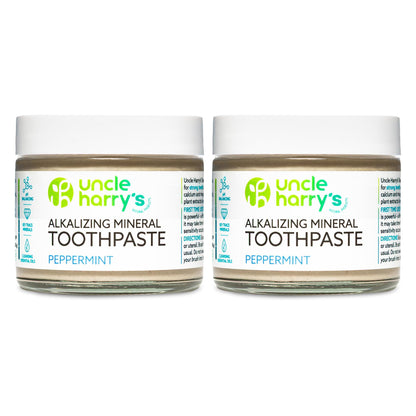 Uncle Harry's Peppermint Remineralizing Toothpaste – Natural Whitening, Vegan, Fluoride-Free (2 Pack)