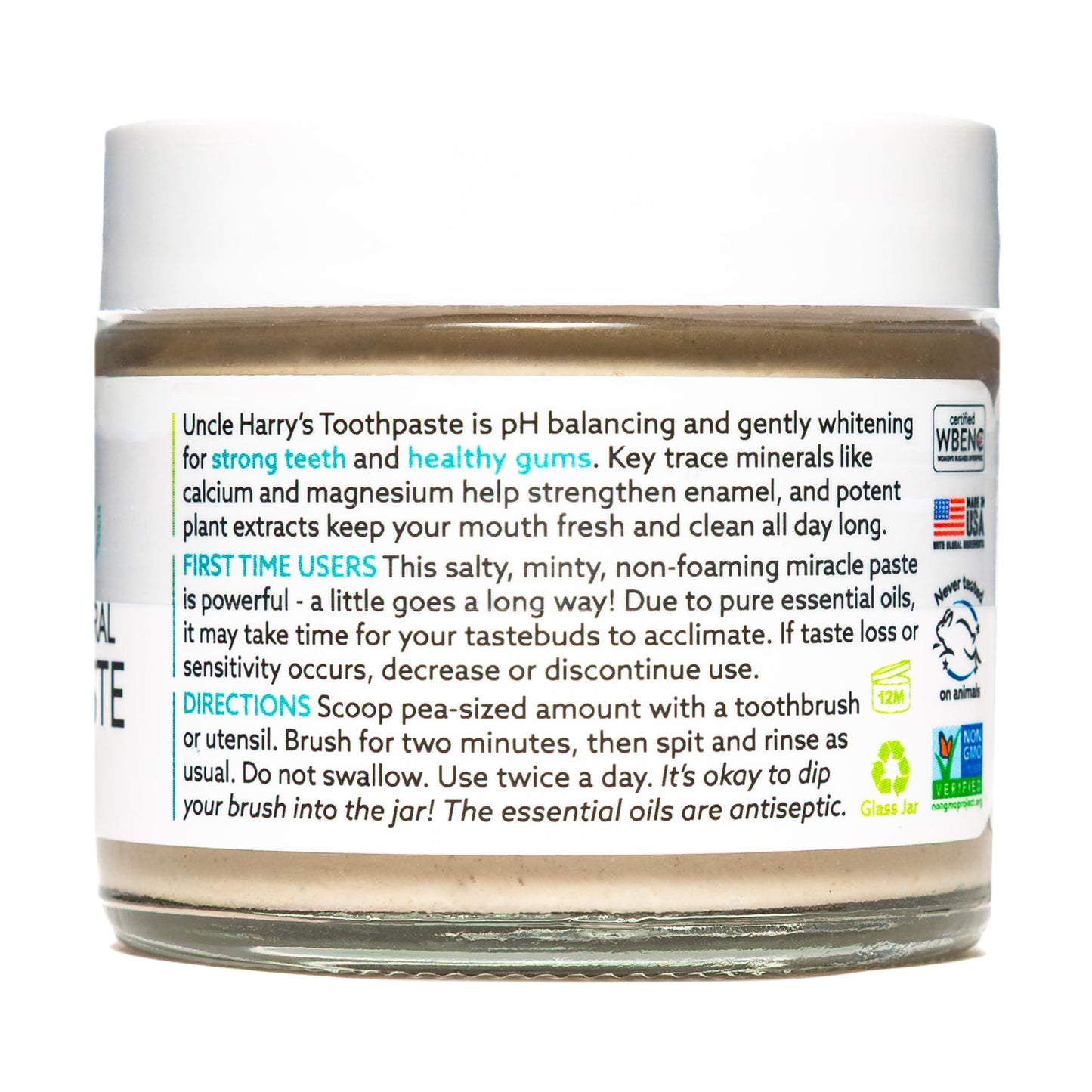 Uncle Harry's Spearmint Remineralizing Toothpaste - Natural Whitening, Vegan, Fluoride Free | 2 Pack