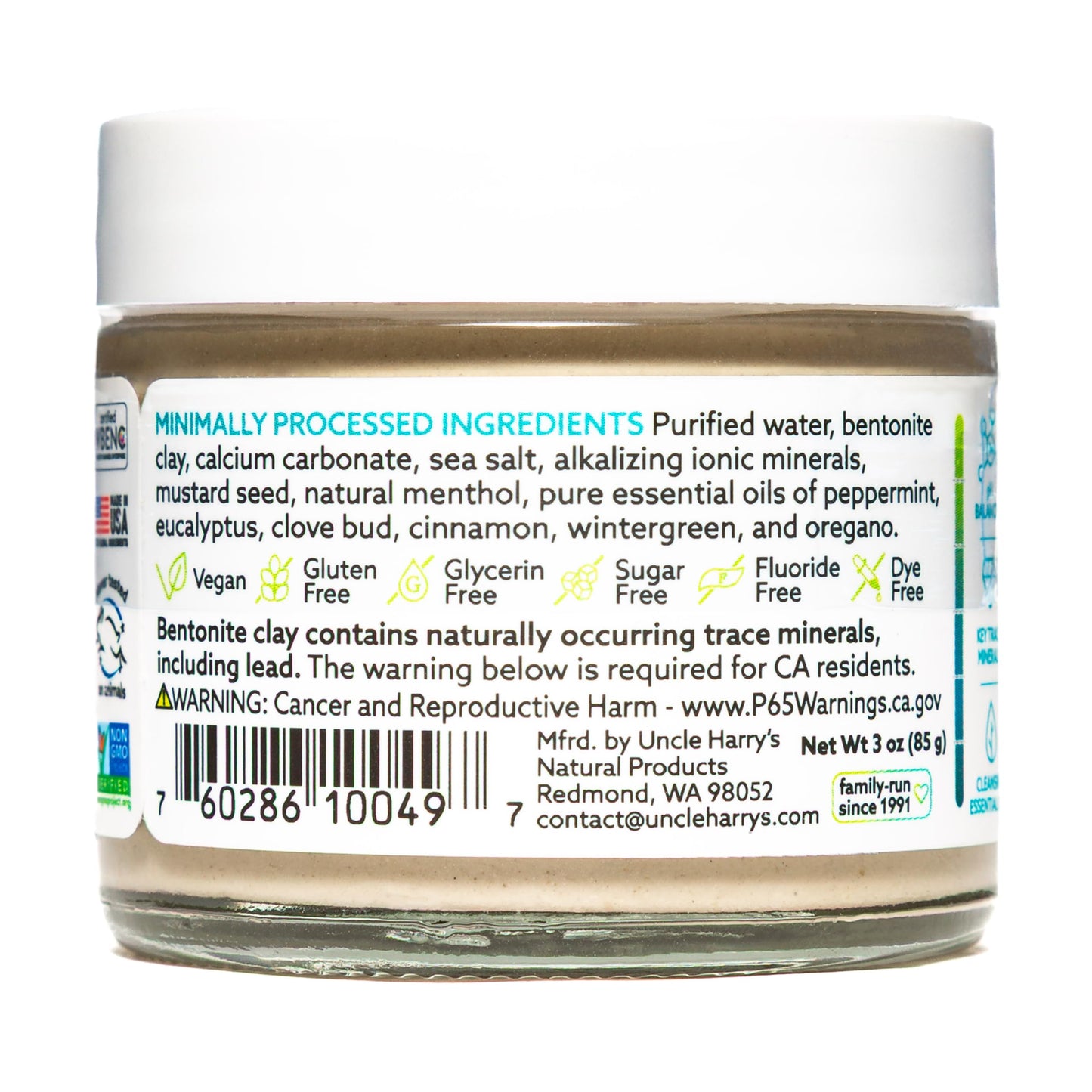 Uncle Harry's Spearmint Remineralizing Toothpaste - Natural Whitening, Vegan, Fluoride Free | 2 Pack