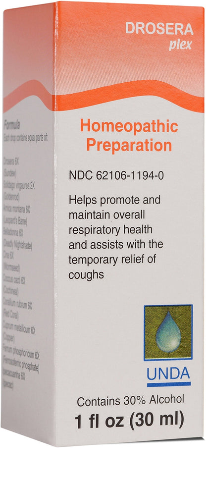 UNDA Drosera Plex - Homeopathic Remedy for Temporary Cough Relief | 1 fl oz