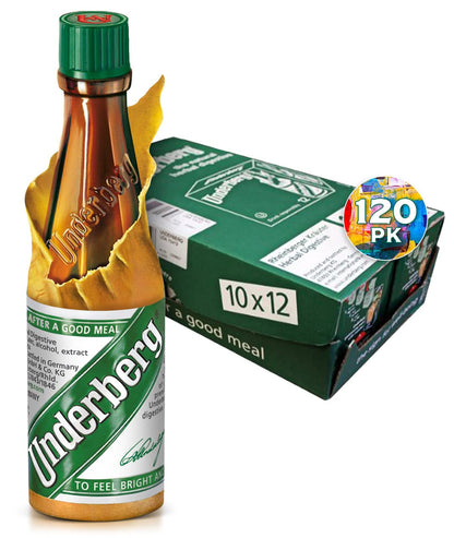 Full Case of Cardboard 12 Packs (120 Total) 120 Bottles Liquid by Underberg