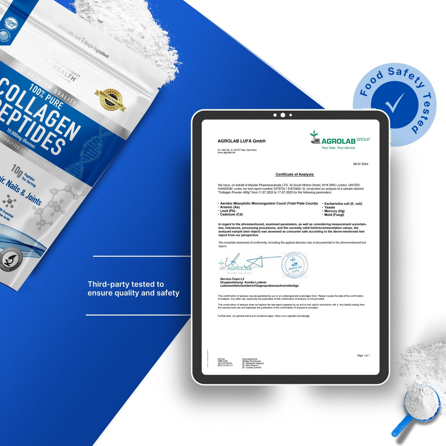 The Intelligent Health Hydrolyzed Collagen Peptides Powder – Grass-Fed, Unflavored, 10g per Serving, 2kg