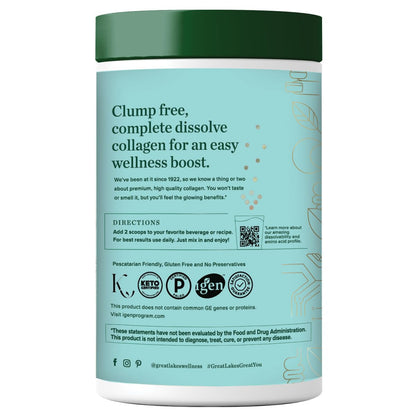 Great Lakes Wellness Marine Collagen Peptides Powder – Unflavored, 16 oz (Wild-Caught, MSC Certified)