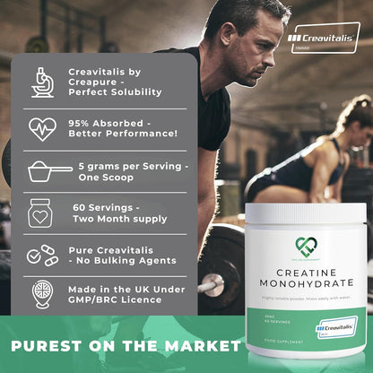Creapure Creatine Monohydrate Powder 300g – 60 Servings (Vegan)