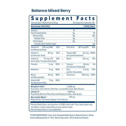 Unicity Balance Mixed Berry Stick Packs – Pre Meal Fiber Drink (30 Count)