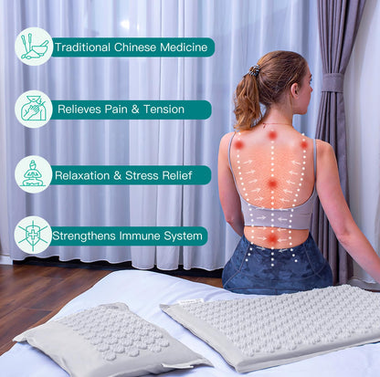 UNMERA Acupressure Mat & Pillow Set - Natural Linen & Coconut Fiber for Pain Relief