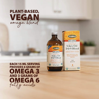 Flora Health UDO’s Oil Omega 3-6-9 32 Oz – Organic Plant-Based, Cold-Pressed, Vegan Oil Blend