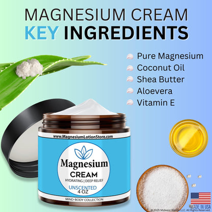 Unscented Magnesium Lotion – Sleep, Muscle Relaxation & Leg Cramps Relief