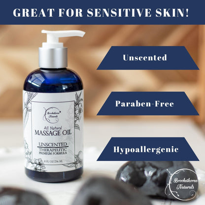 Unscented Massage Oil – 100% Natural Carrier Blend (Sweet Almond, Grapeseed & Jojoba) | Brookethorne Naturals