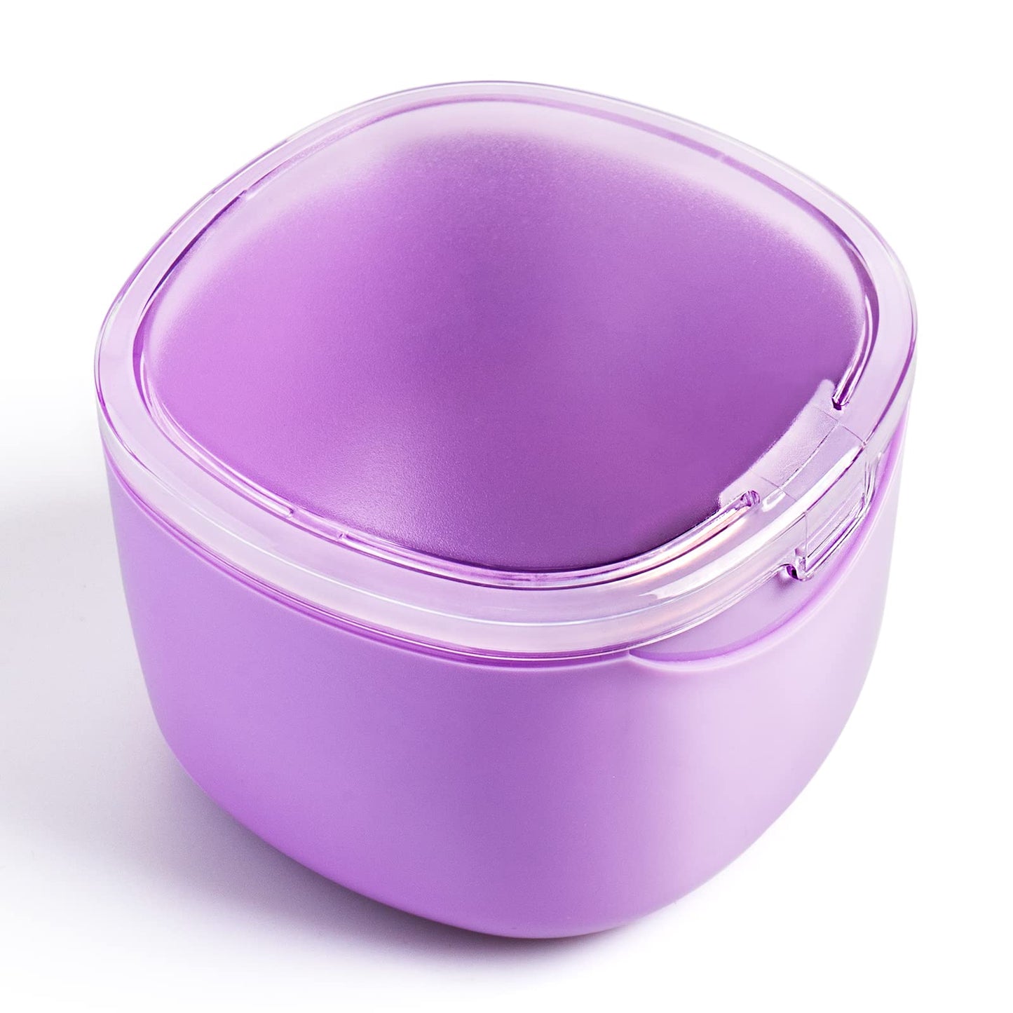 Uouovo Upgraded Denture Bath Box Cup – No-Leak Denture Case (Purple) | Retainer, Mouth Guard, Night Guard & Clear Braces Cleaner