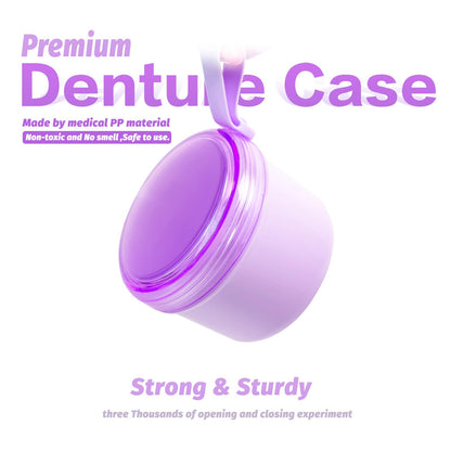Uouovo Large Denture Case – No-Leak Travel Denture Cup (Purple)
