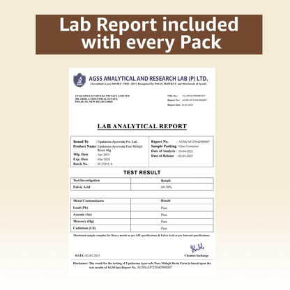 UPAKARMA Pure Shilajit Resin 40g - Lab-Tested, 100 Servings