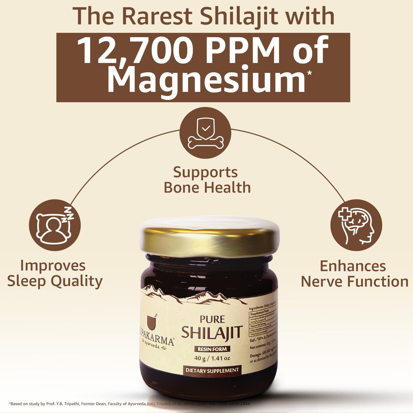 UPAKARMA Pure Shilajit Resin 40g - Lab-Tested, 100 Servings