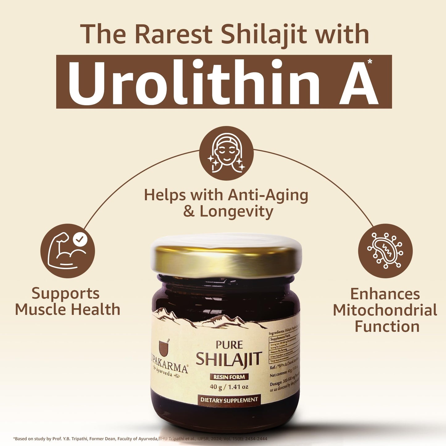 UPAKARMA Pure Shilajit Resin 40g - Lab-Tested, 100 Servings