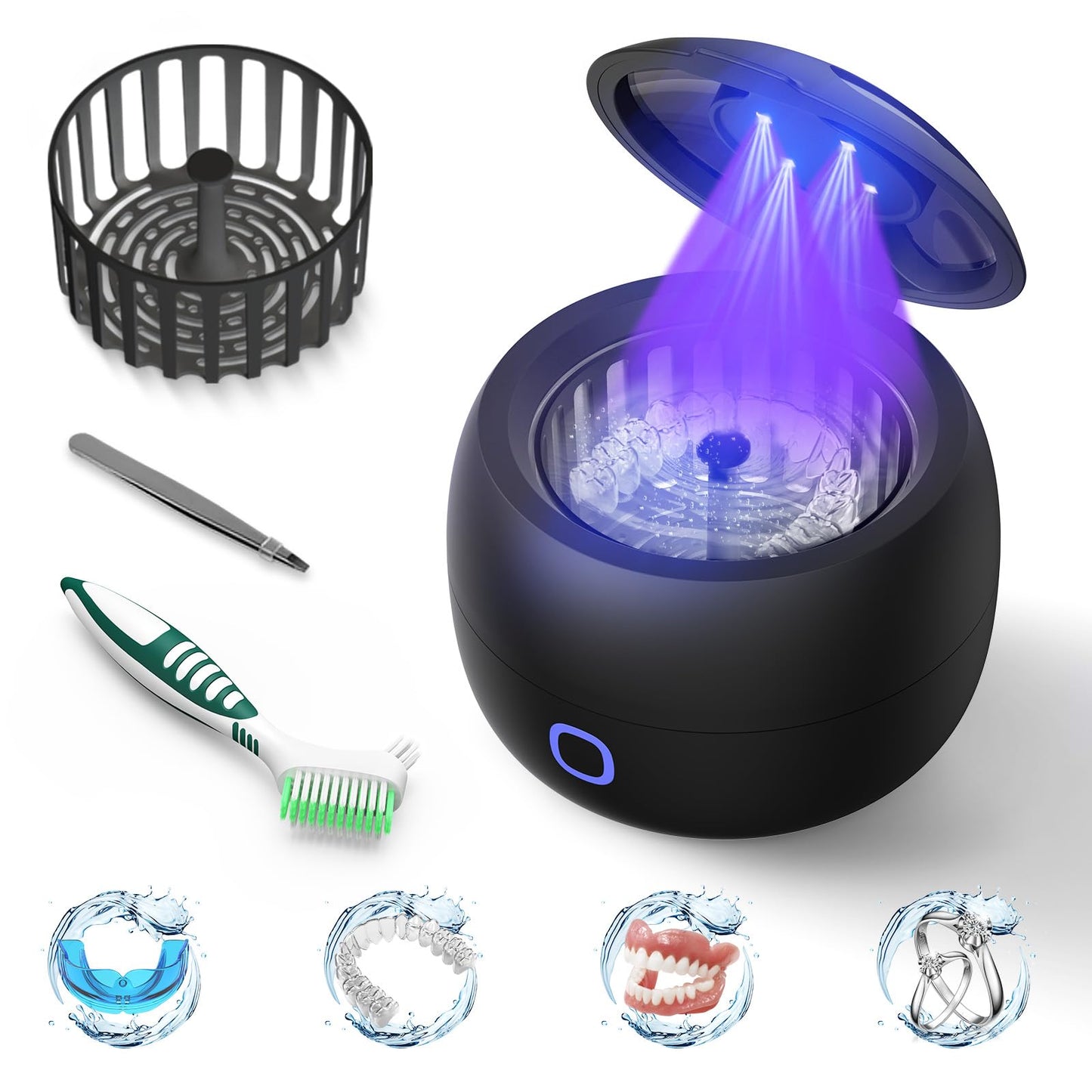 Upgraded Ultrasonic Retainer Cleaner 45kHz – Denture, Mouth Guard & Night Guard Cleaner with 200ml Pod