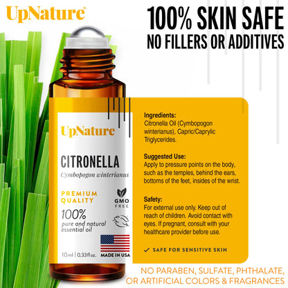 UpNature Citronella Oil Roll-On – 100% Natural Citronella Essential Oil for Skin | Camping Essentials