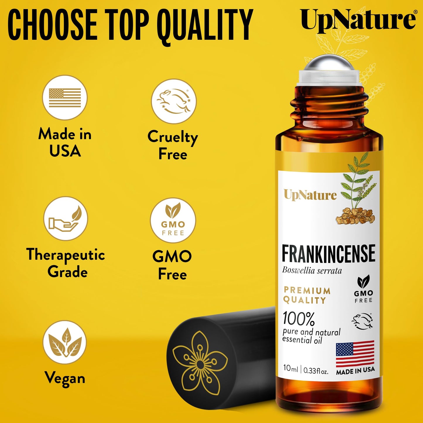 UpNature Frankincense Essential Oil Roll-On – 100% Pure for Skin