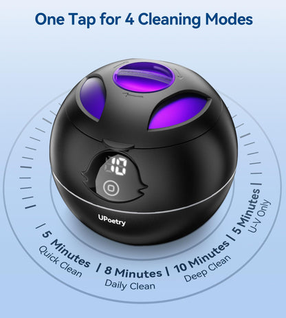 UPoetry Ultrasonic Retainer Cleaner – 45kHz, 4 Modes, 200ml, Black