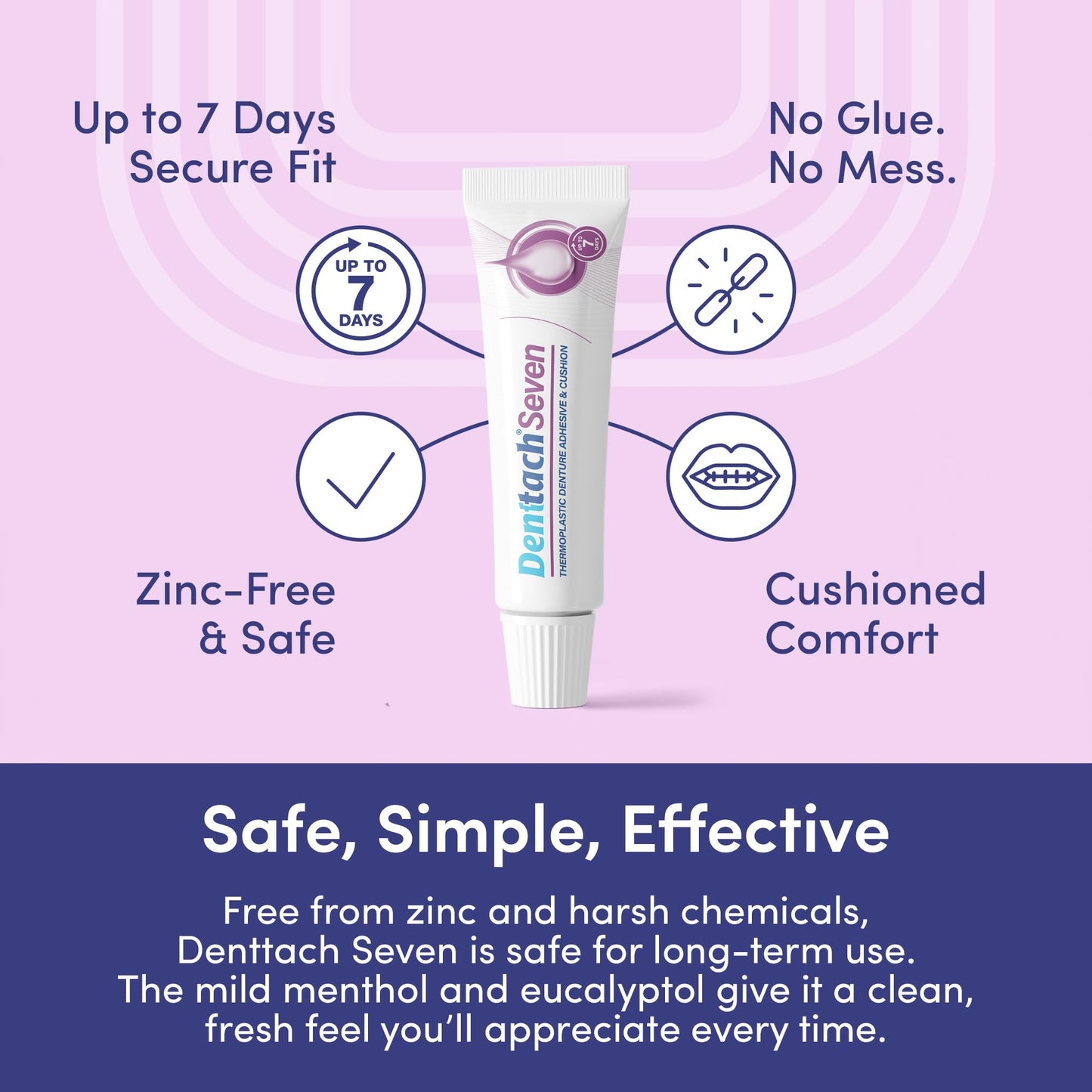 Denttach Seven Denture Adhesive - 7 Days Hold, Zinc-Free