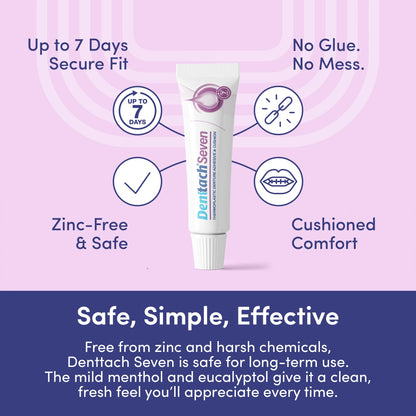 Denttach Seven Denture Adhesive - 7 Days Hold, Zinc-Free