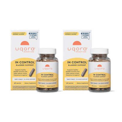 Uqora In Control Bladder Support - Daily Herbal Capsule for Urinary Comfort, Gluten-Free & Vegetarian, 2 Pack (120 Capsules)